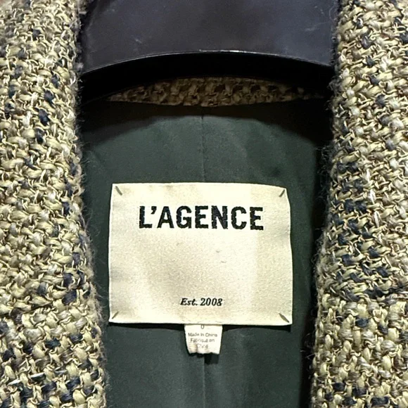 L'AGENCE Olive Tweed Blazer with Gold Buttons - Picture 2 of 3